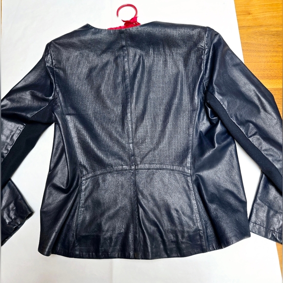 Vince steel grey leather jacket. zips and snaps, with front pockets.  women's L - Picture 2 of 16